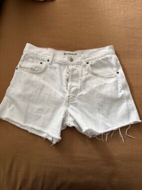 We the Free High-Rise White Denim cutoff shorts